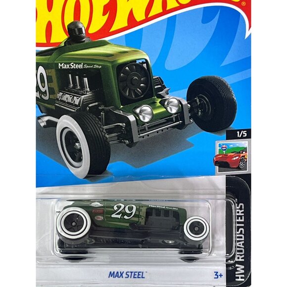 Hot Wheels Max Steel 2024 HW Roadsters 1/5 Green Diecast Car NOC - Picture 3 of 10